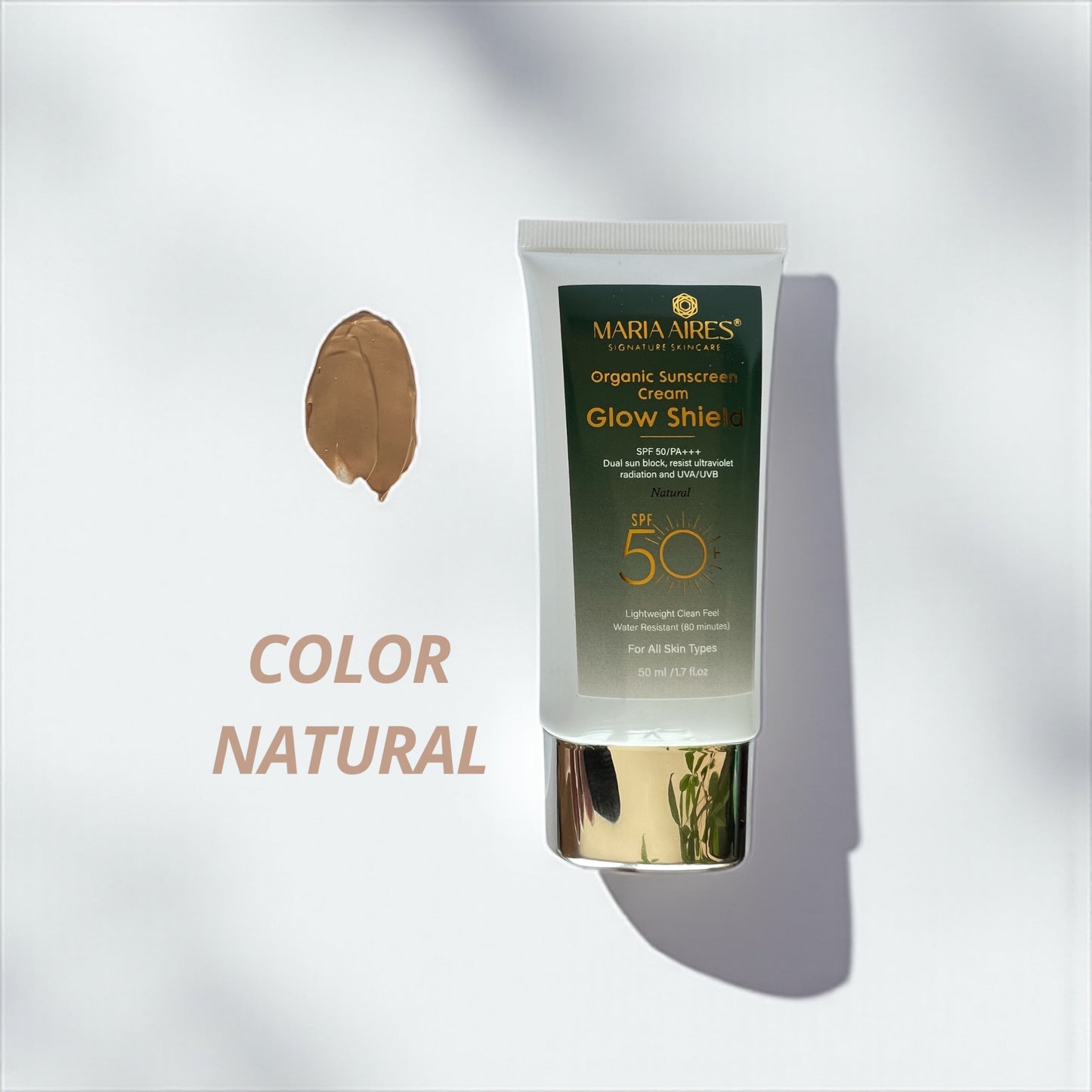 Glow Shield – Organic Tinted Sunscreen SPF 50 | Porcelain & Natural | Maria Aires Signature Skincare