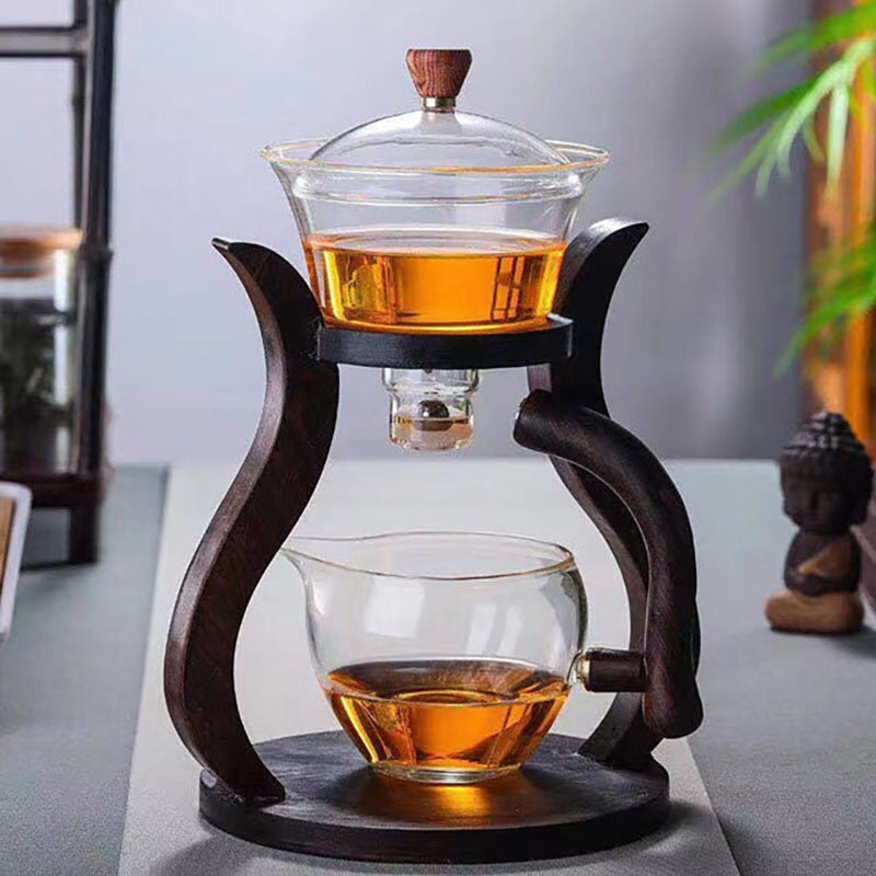 BOZZH Heat-Resistant Glass Tea Set Magnetic Water Diversion Rotating Cover Bowl Automatic Tea Maker Lazy Kungfu Teapot Drinking