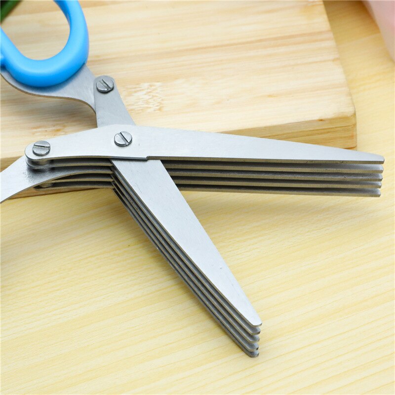 Multifunctional Muti Layers Stainless Steel Knives Kitchen Scissors Scallion Cutter Herb Laver Spices Cook Cut Scissor