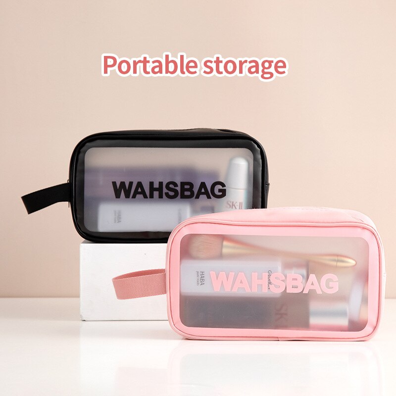Waterproof Cosmetic Bag Portable Portable Cosmetic Storage Bag Large Capacity Pu Transparent Wash Bag Travel Storage Bag