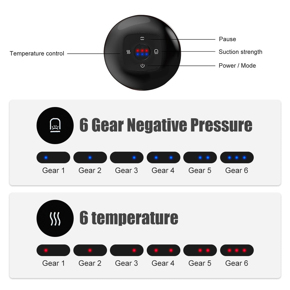 Cupping Therapy Machine Electric Cupping Massager Vibration Function Muscle Stimulator Guasha Massage Points Vacuum Suction Cups