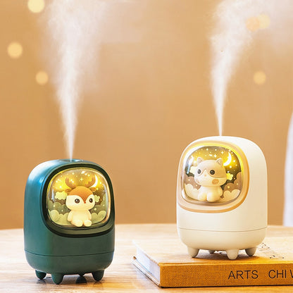 350ml Cartoon Wireless Air Humidifier USB Rechargeable Portable Mini Aromatherapy Mist Maker Diffuser with Romantic Warm Lamp