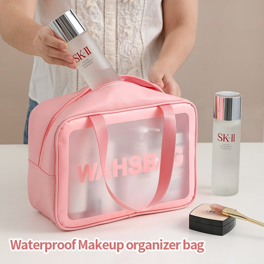 Waterproof Cosmetic Bag Portable Portable Cosmetic Storage Bag Large Capacity Pu Transparent Wash Bag Travel Storage Bag
