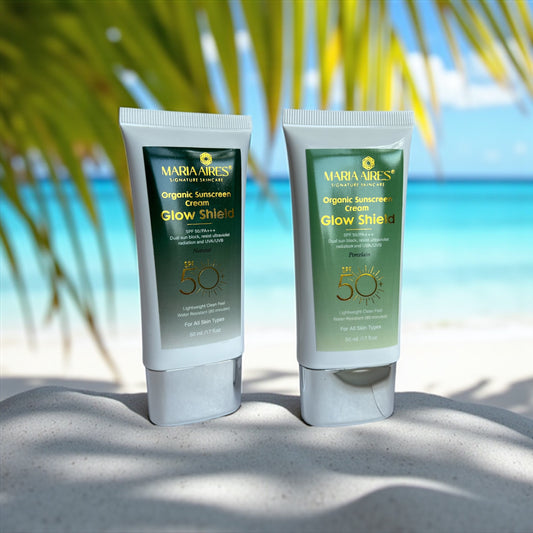 Glow Shield – Organic Tinted Sunscreen SPF 50 | Porcelain & Natural | Maria Aires Signature Skincare