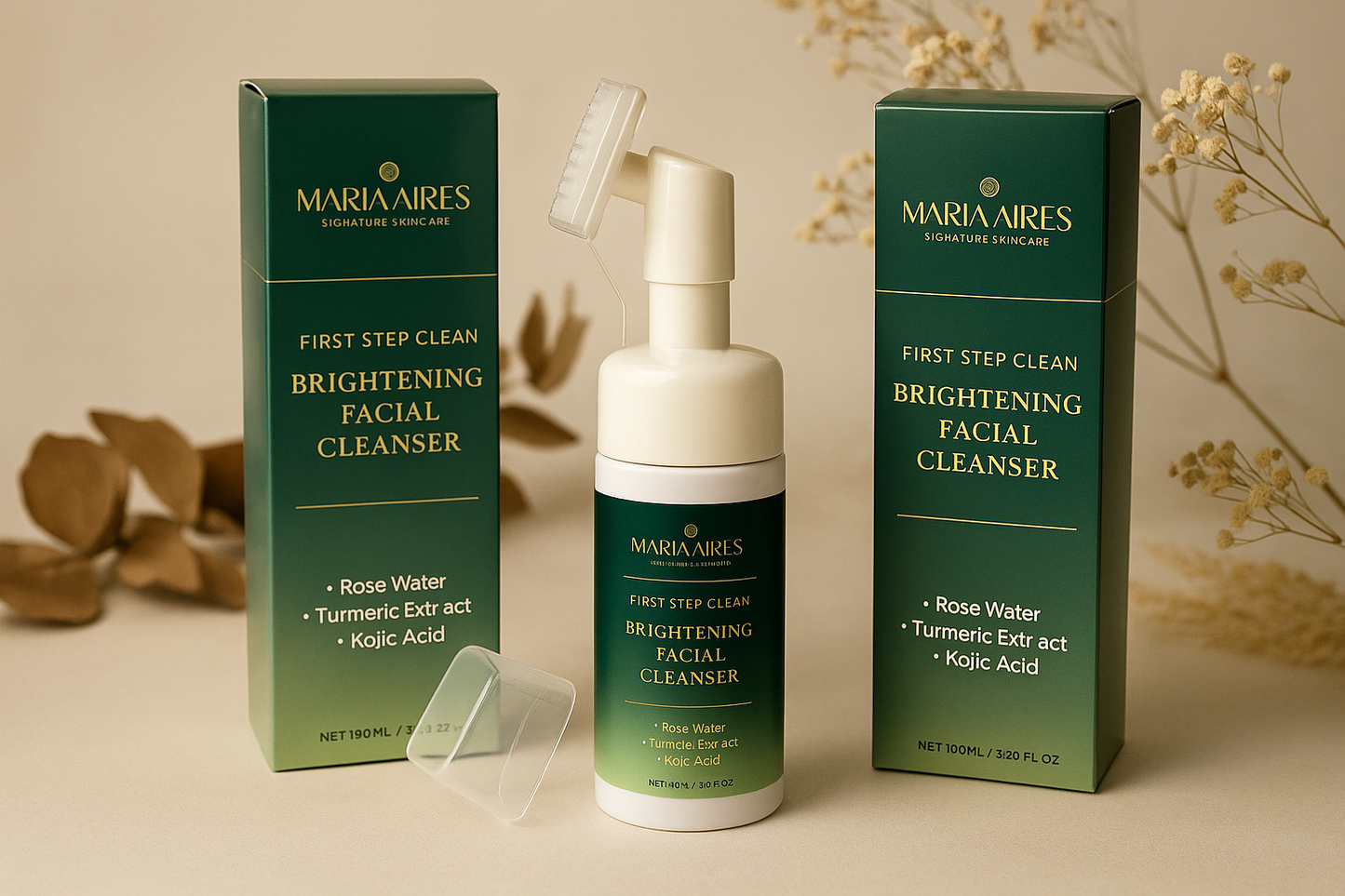 Gentle Glow Cleanser – Kojic Acid + Turmeric + Rose Water | Brightening Face Wash | Maria Aires Skincare (50ml)