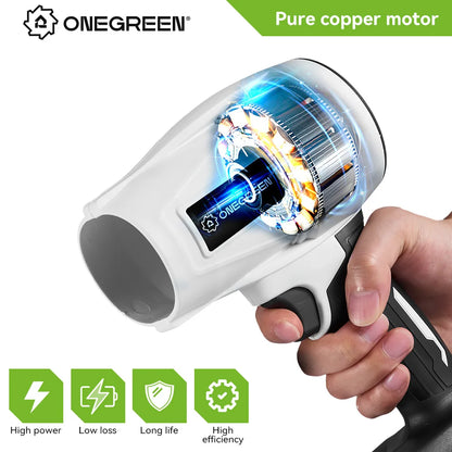 ONEGREEN 2000W Electric White Turbo Fan Blowers 200M/S Handheld Jet Fan Snow Leaf Dust Blowing Power Tool for Makita 18V Battery