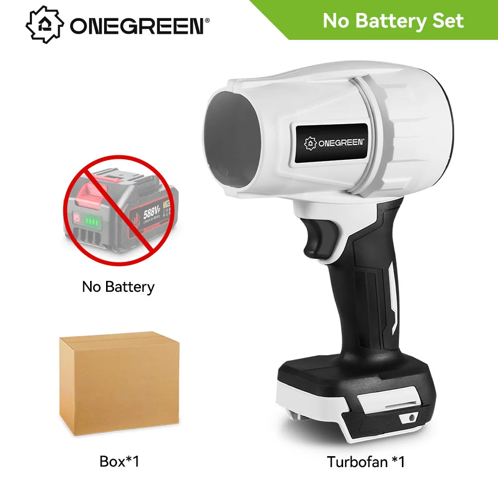 ONEGREEN 2000W Electric White Turbo Fan Blowers 200M/S Handheld Jet Fan Snow Leaf Dust Blowing Power Tool for Makita 18V Battery