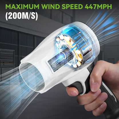 ONEGREEN 2000W Electric White Turbo Fan Blowers 200M/S Handheld Jet Fan Snow Leaf Dust Blowing Power Tool for Makita 18V Battery