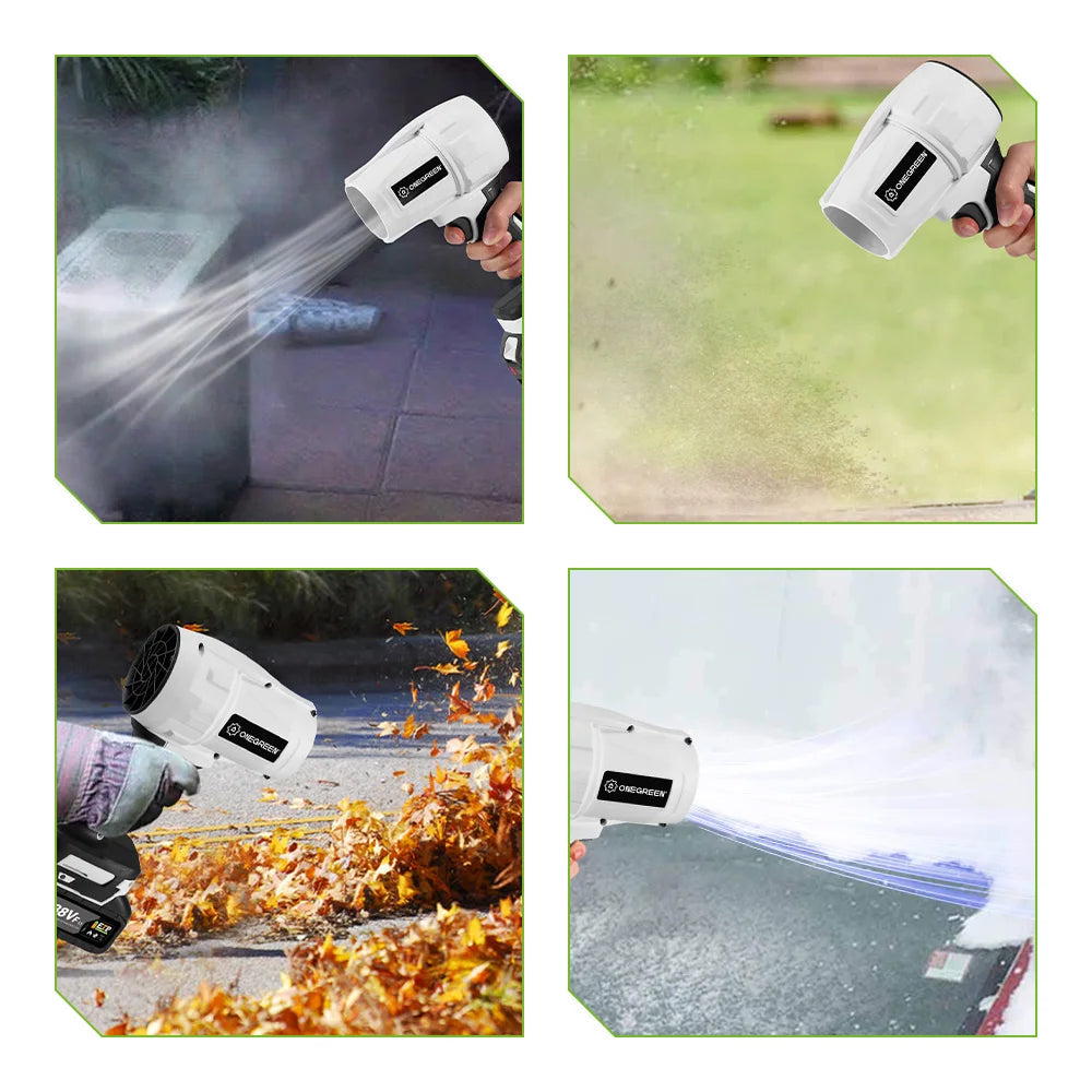 ONEGREEN 2000W Electric White Turbo Fan Blowers 200M/S Handheld Jet Fan Snow Leaf Dust Blowing Power Tool for Makita 18V Battery